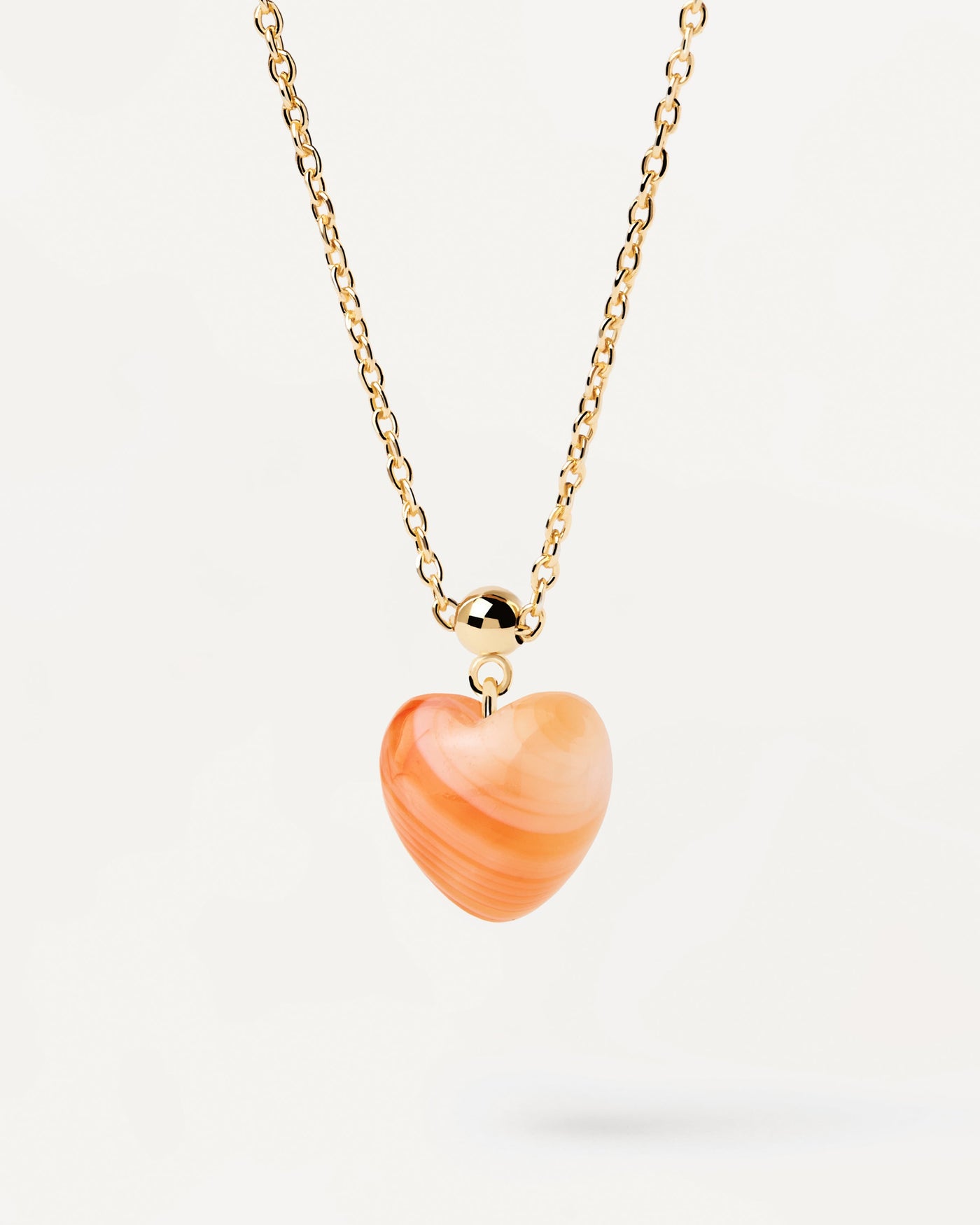 Charm Corazón Ágata Naranja - 
  
    Plata de Ley / Baño de Oro 18K
  
