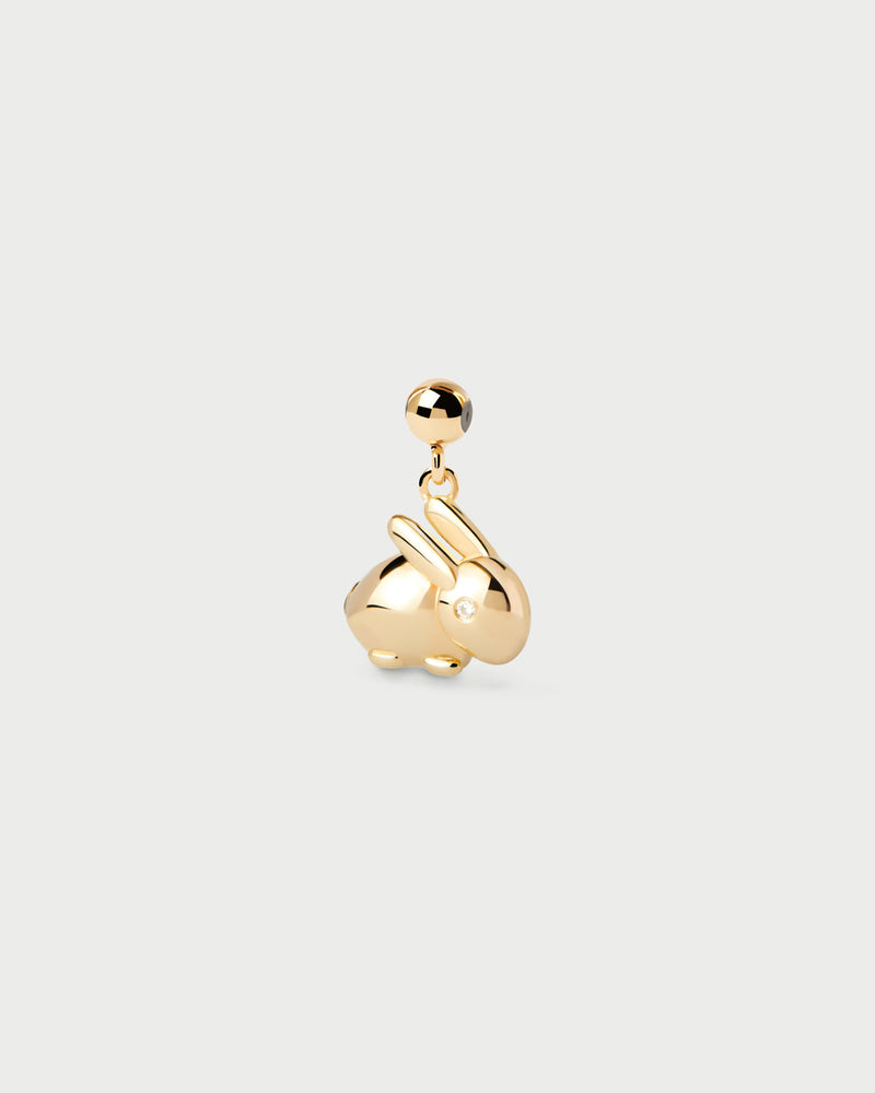 Charm conejo adornado con circonita blanca para personalizar collar o pulsera