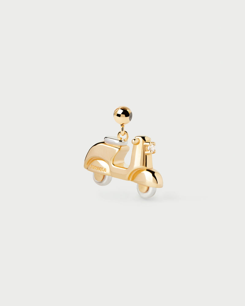 Small motorbike charm set with white zirconia to customize necklace or bracelet
