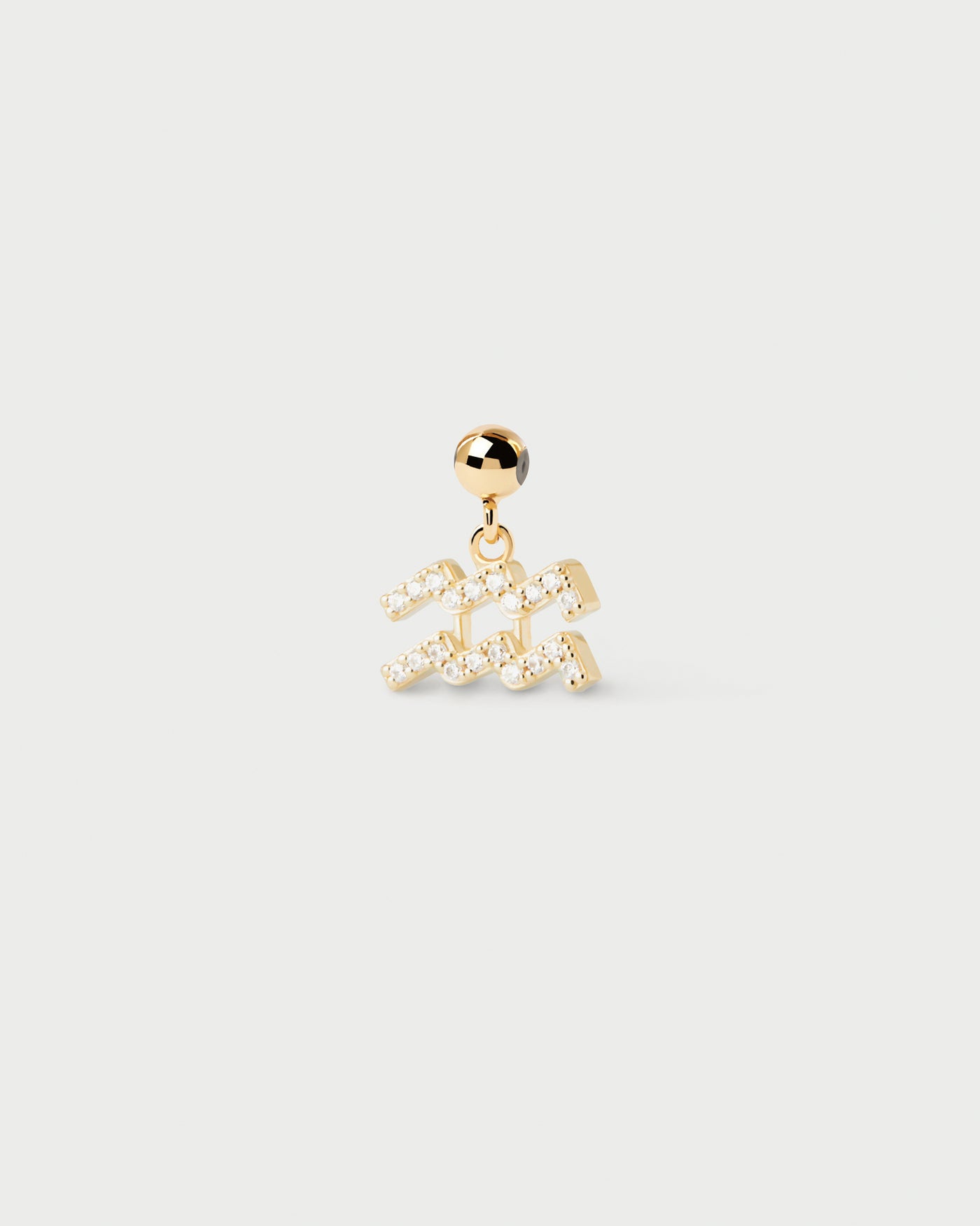 Aquarius zodiac sign charm adorned with white zirconia to customize necklace or bracelet