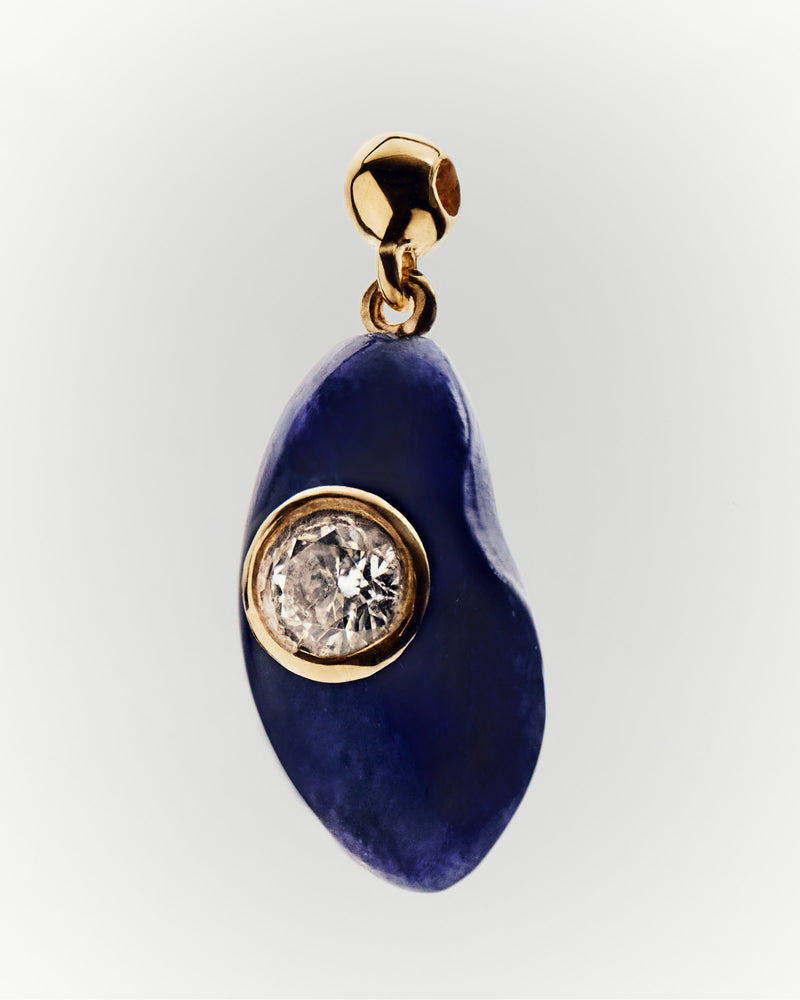 Charm pietra blu dalla forma asimmetrica con zirconi per collana o braccialetto