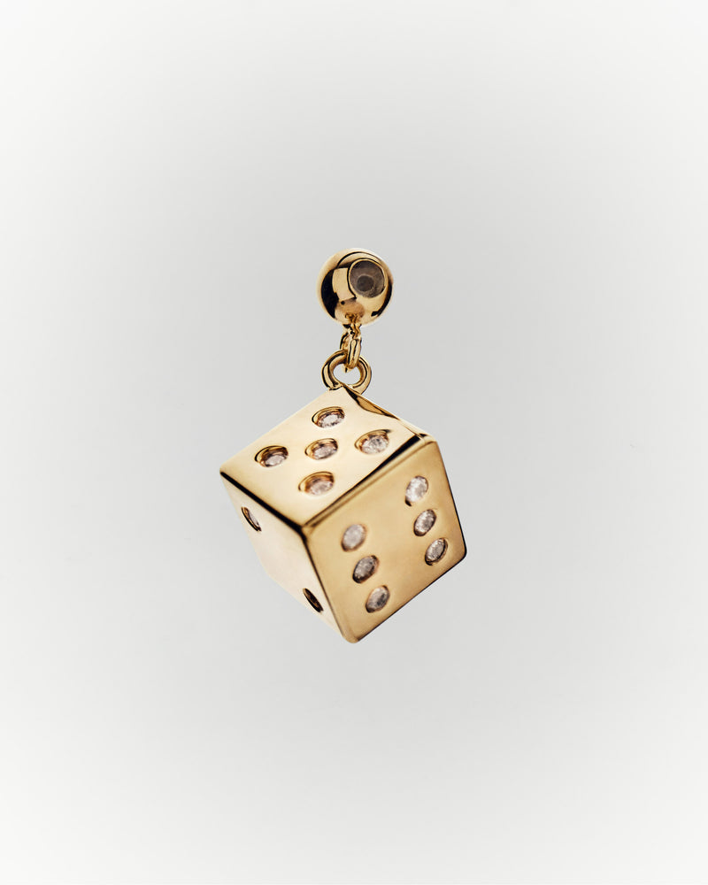 Charm dado fortunato con zirconi per personalizzare collana o braccialetto