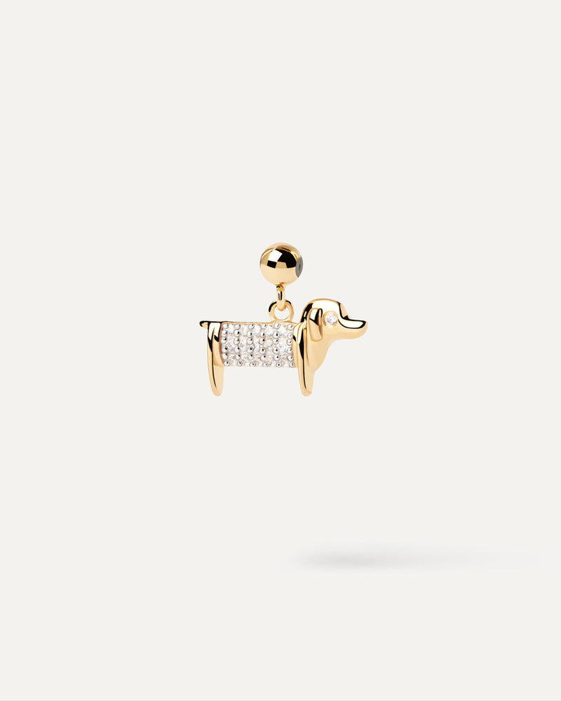 Charm perro con circonita blanca para colgar en collar o pulsera