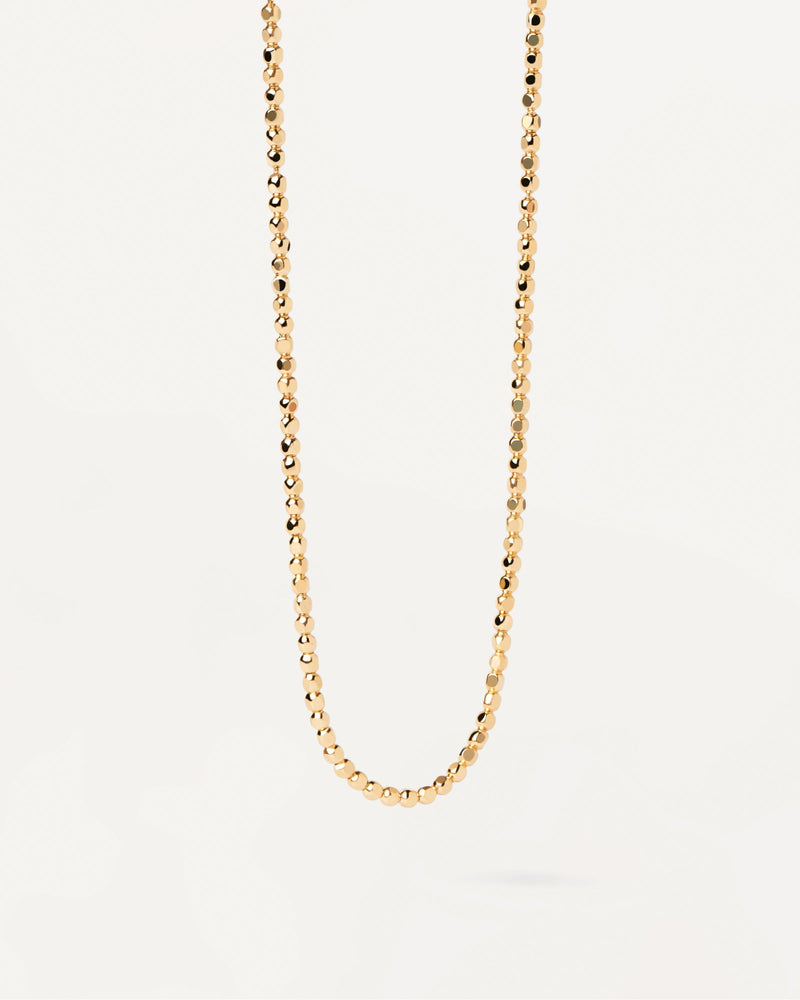 Gold-plated silver necklace with asymetric bead links