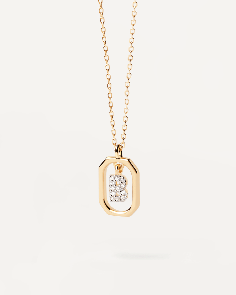 Collana Con Lettera B Mini - 
  
    Argento sterling / Placcatura in Oro 18K
  
