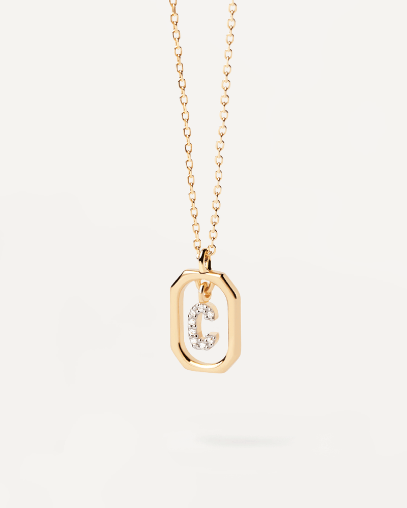 Collana Con Lettera C Mini - 
  
    Argento sterling / Placcatura in Oro 18K
  
