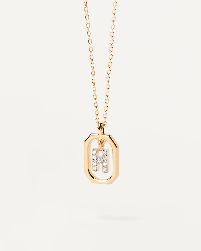 Mini Letter H Necklace - 
  
    Sterling Silver / 18K Gold plating
  
