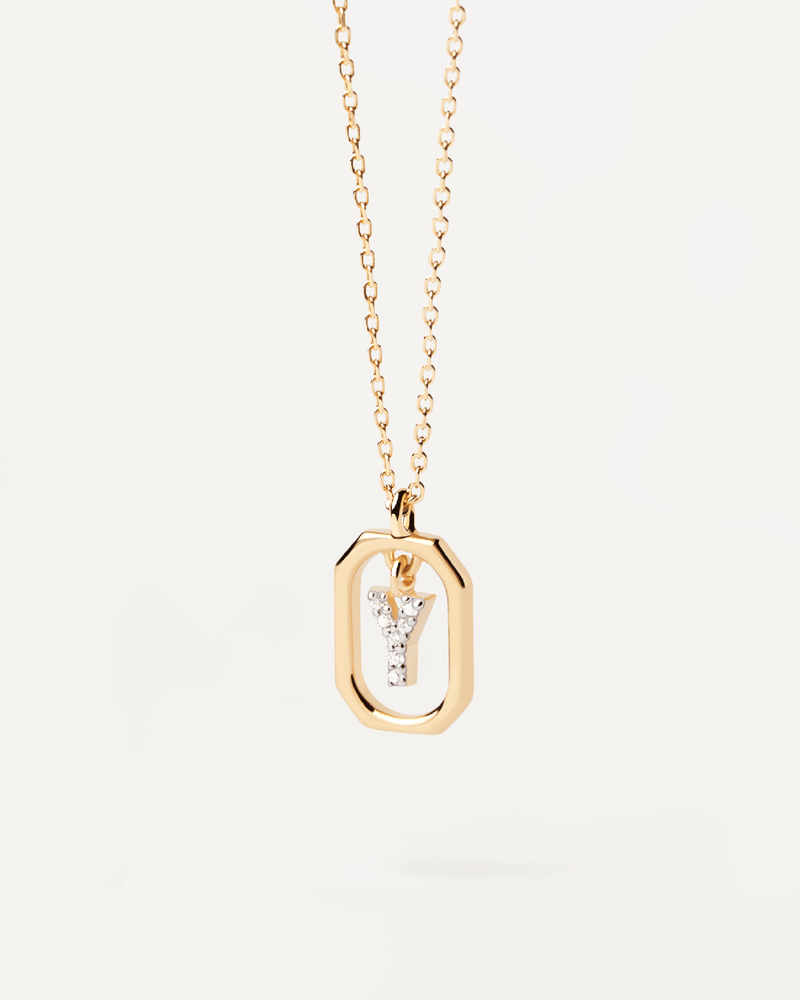 Collana Con Lettera Y Mini - 
  
    Argento sterling / Placcatura in Oro 18K
  
