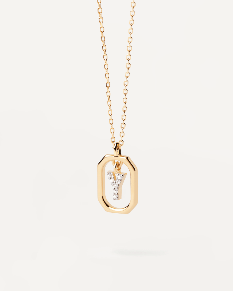 Halskette Buchstabe Y Mini - 
  
    Sterling Silber / 18K Goldplattierung
  
