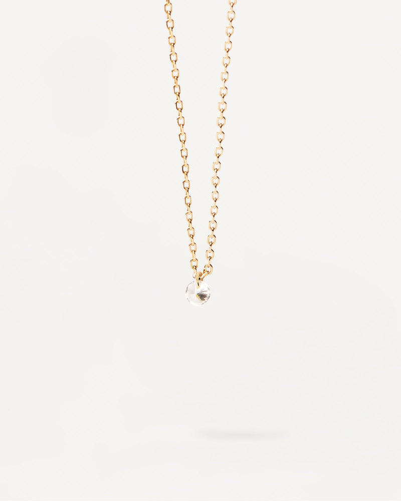 Gold-plated silver minimal necklace with round zirconia pendant