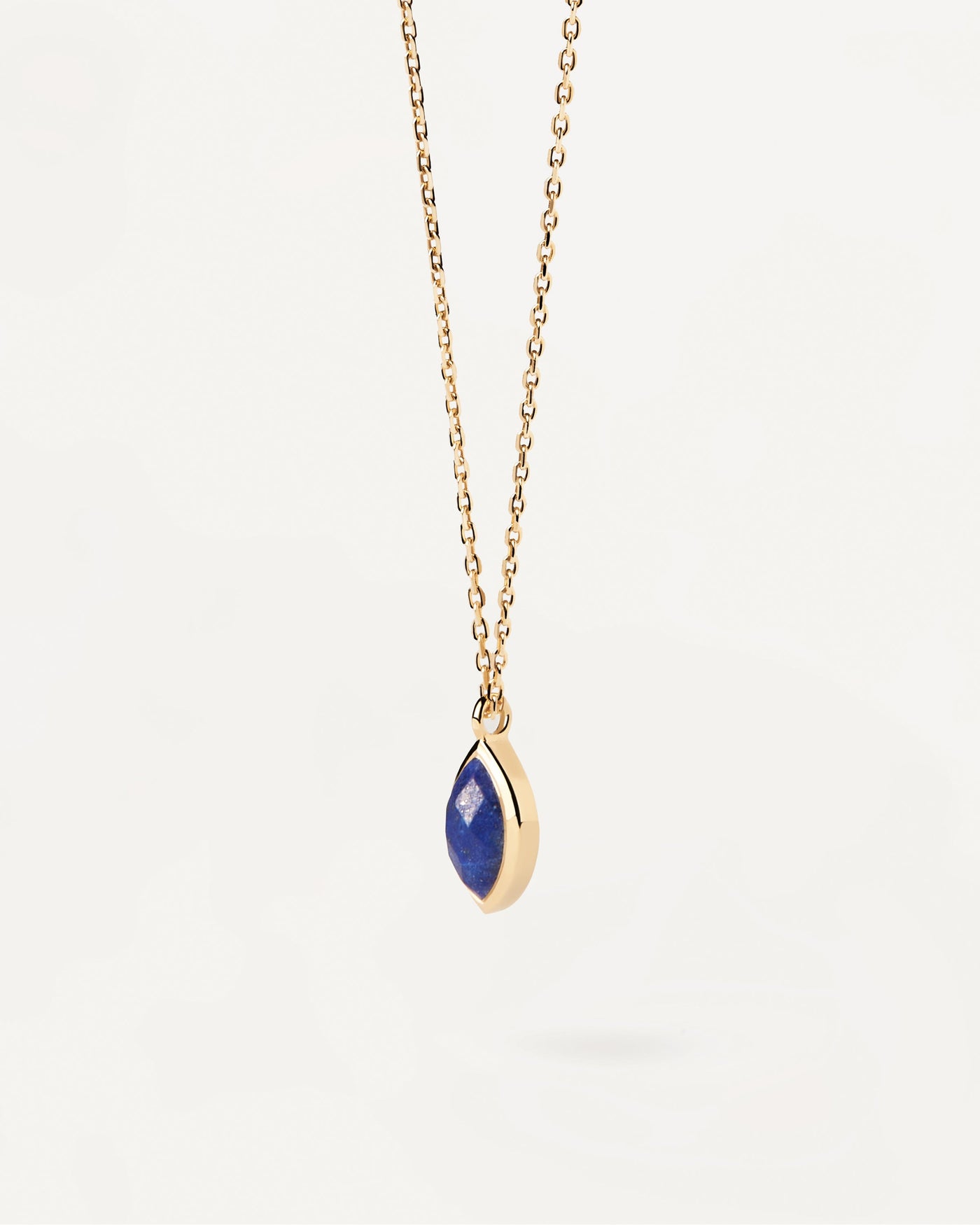 2023 Selection | Lapis Lazuli Nomad Necklace. Gold-plated chain necklace with marquise cut blue gemstone pendant. Get the latest arrival from PDPAOLA. Place your order safely and get this Best Seller. Free Shipping.