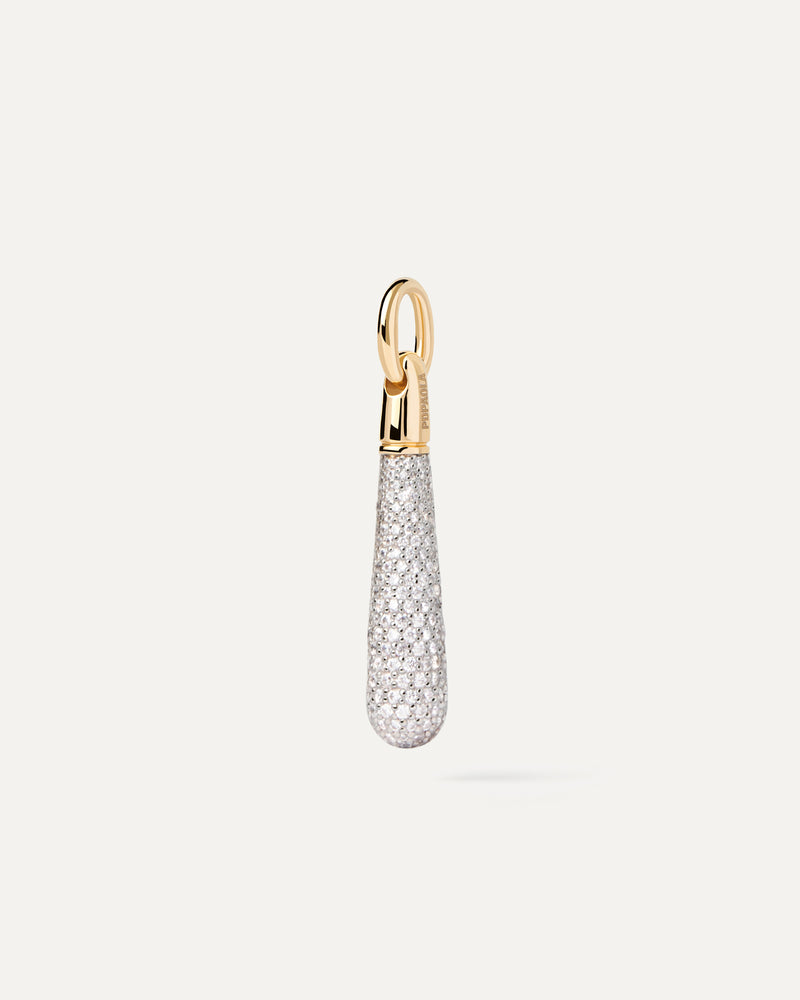 Goccia ciondolo con pavé per personalizzare collana o orecchini a cerchio