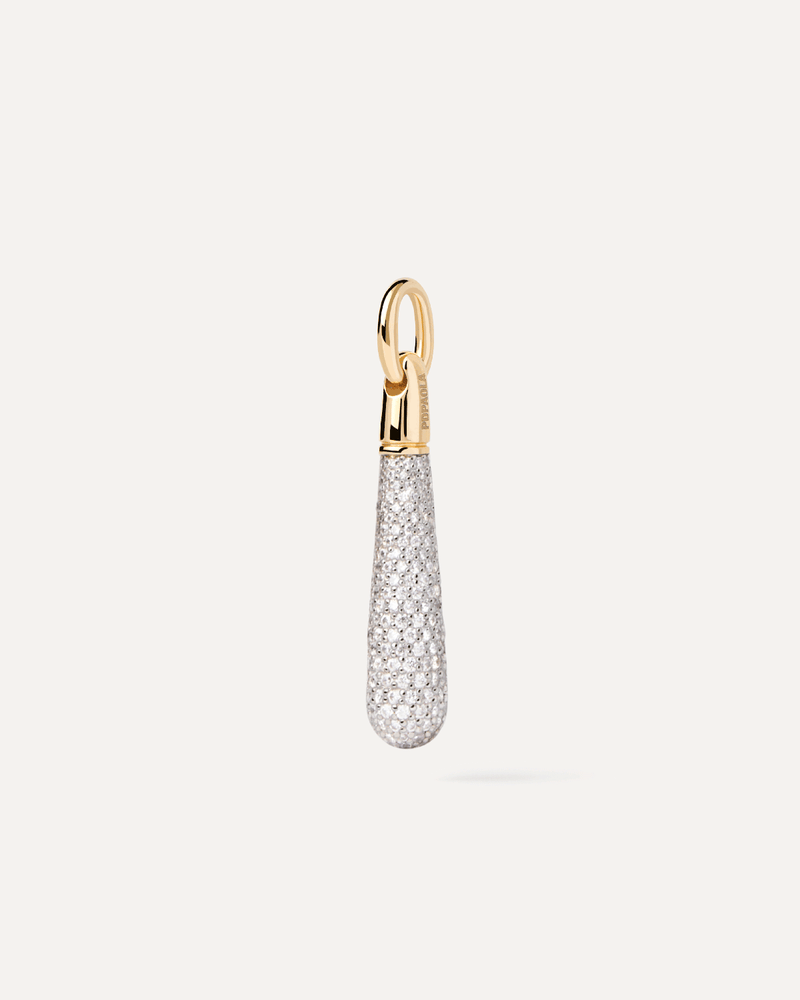 Ciondolo Pavé Large Drop - 
  
    Argento sterling / Placcatura in Oro 18K
  
