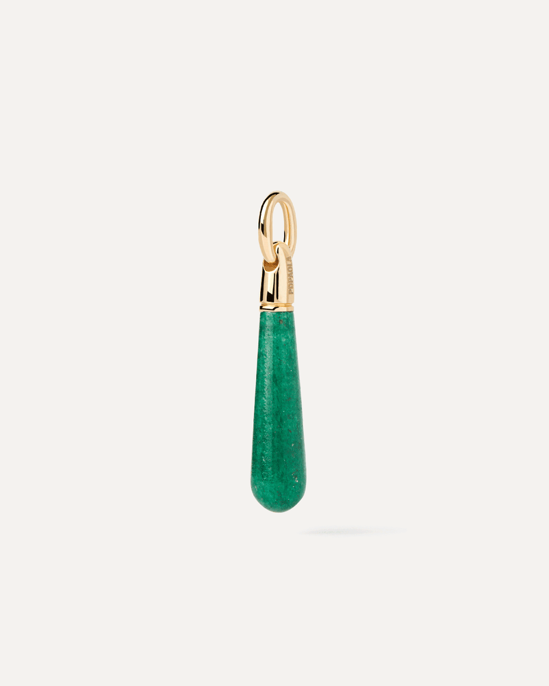 Green Aventurine Large Drop Pendant - 
  
    Sterling Silver / 18K Gold plating
  
