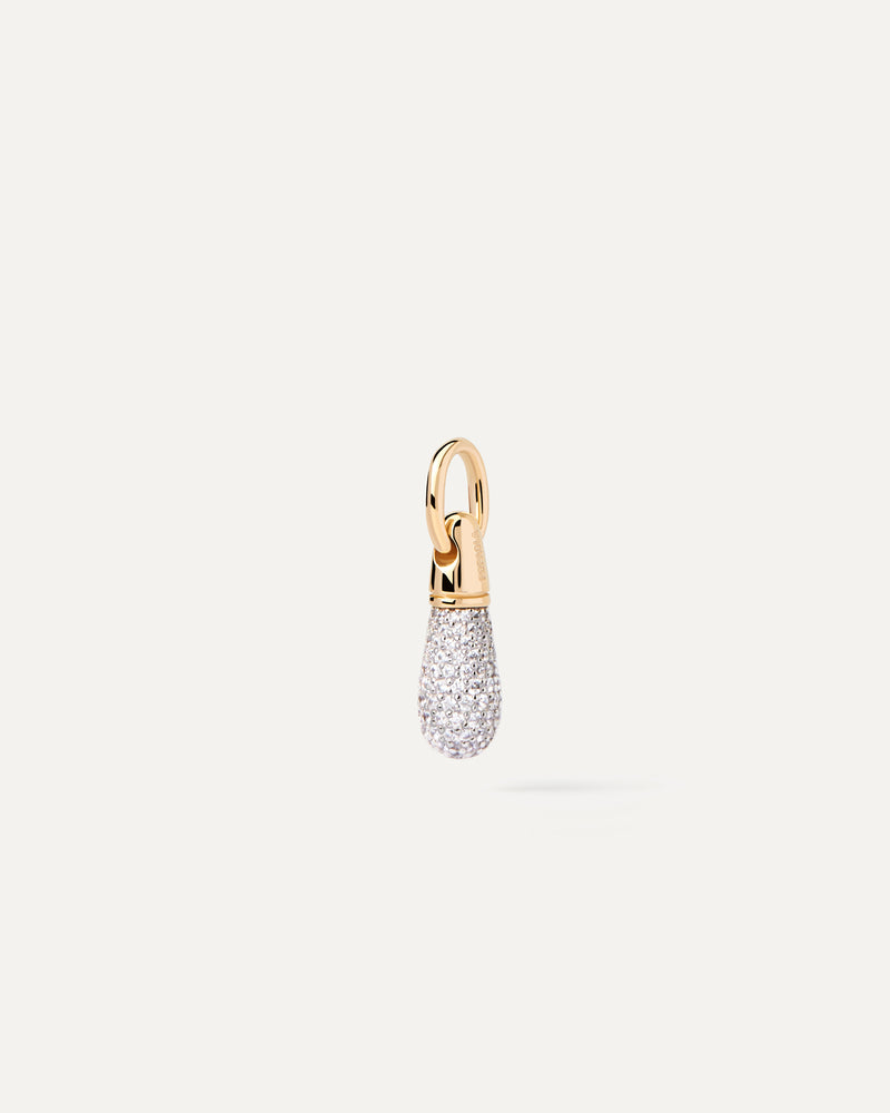 Stackable small pavé drop pendant to customize necklace or hoops