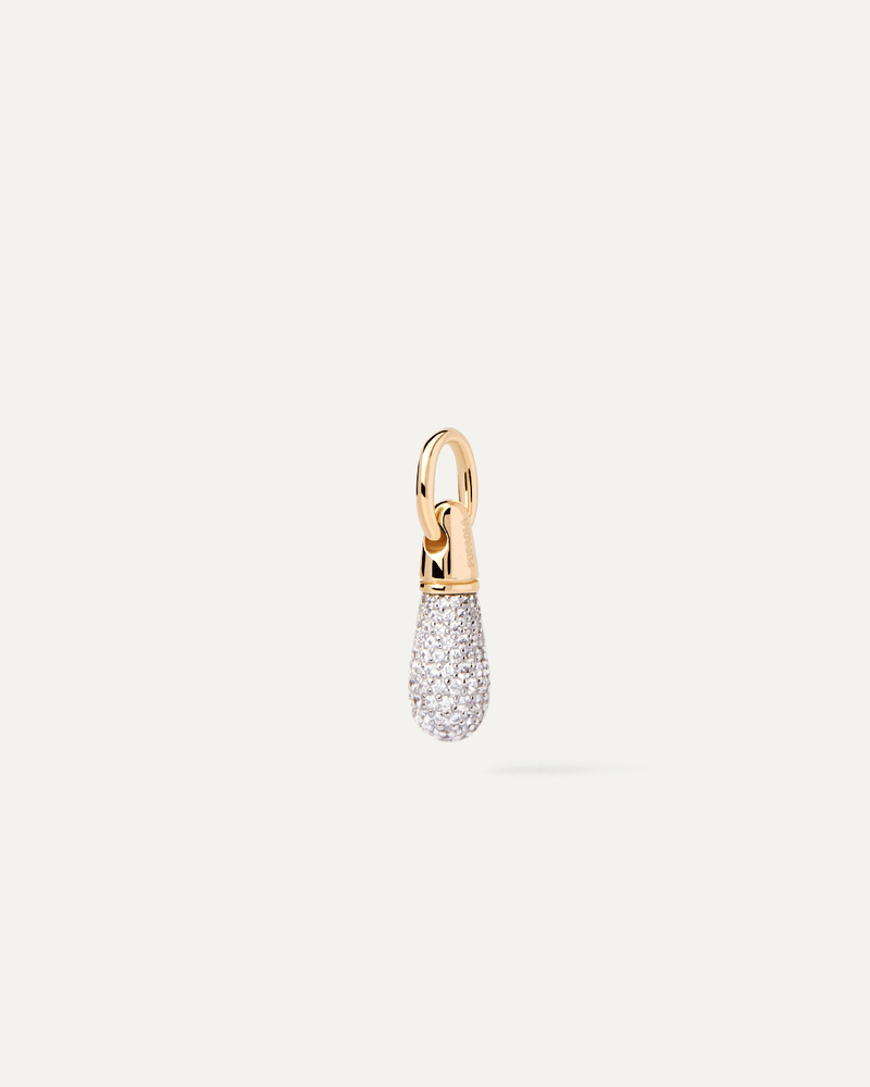 Pavé Drop Pendant - 
  
    Sterling Silver / 18K Gold plating
  
