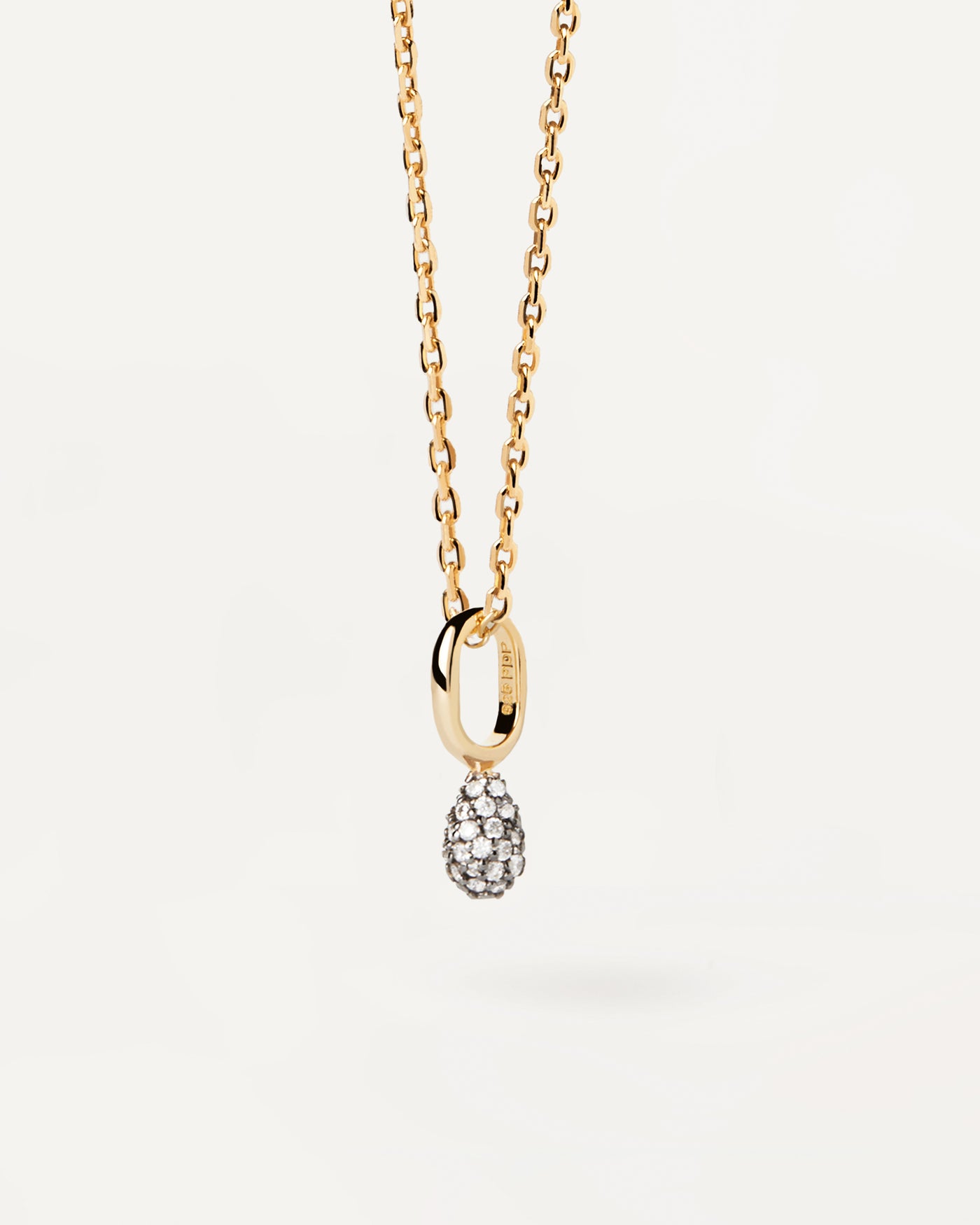 Gold plated necklace with pave zirconia drop pendant Pave Lava Necklace PDPAOLA