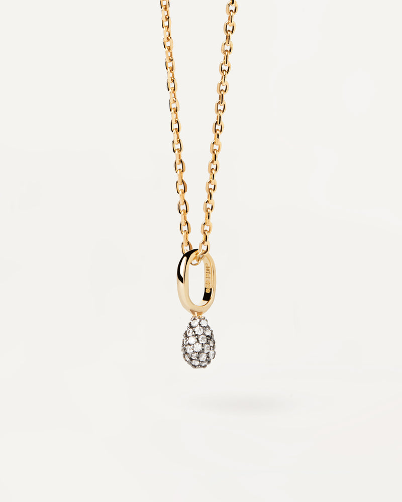 Gold-plated necklace with pavé zirconia drop pendant