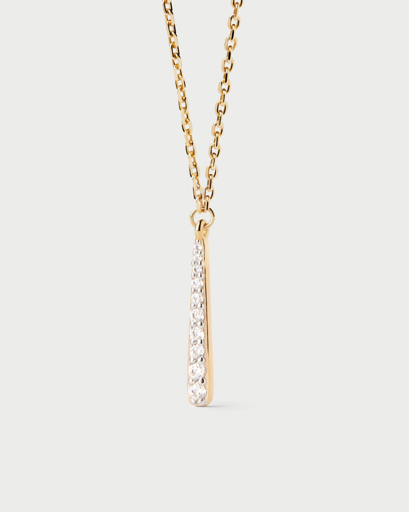 Collana a catena sottile con ciondolo di zirconi a forma di goccia