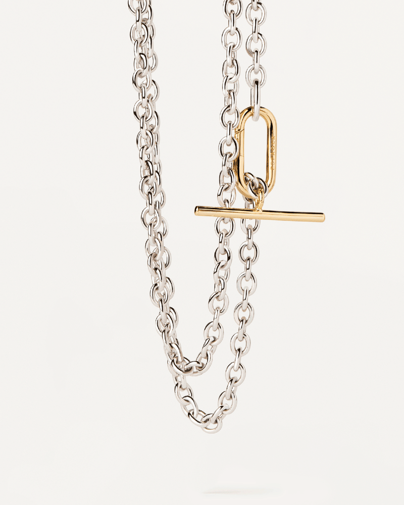 Long Beat Chain Necklace - 
  
    Brass / Rhodium silver plating
  
