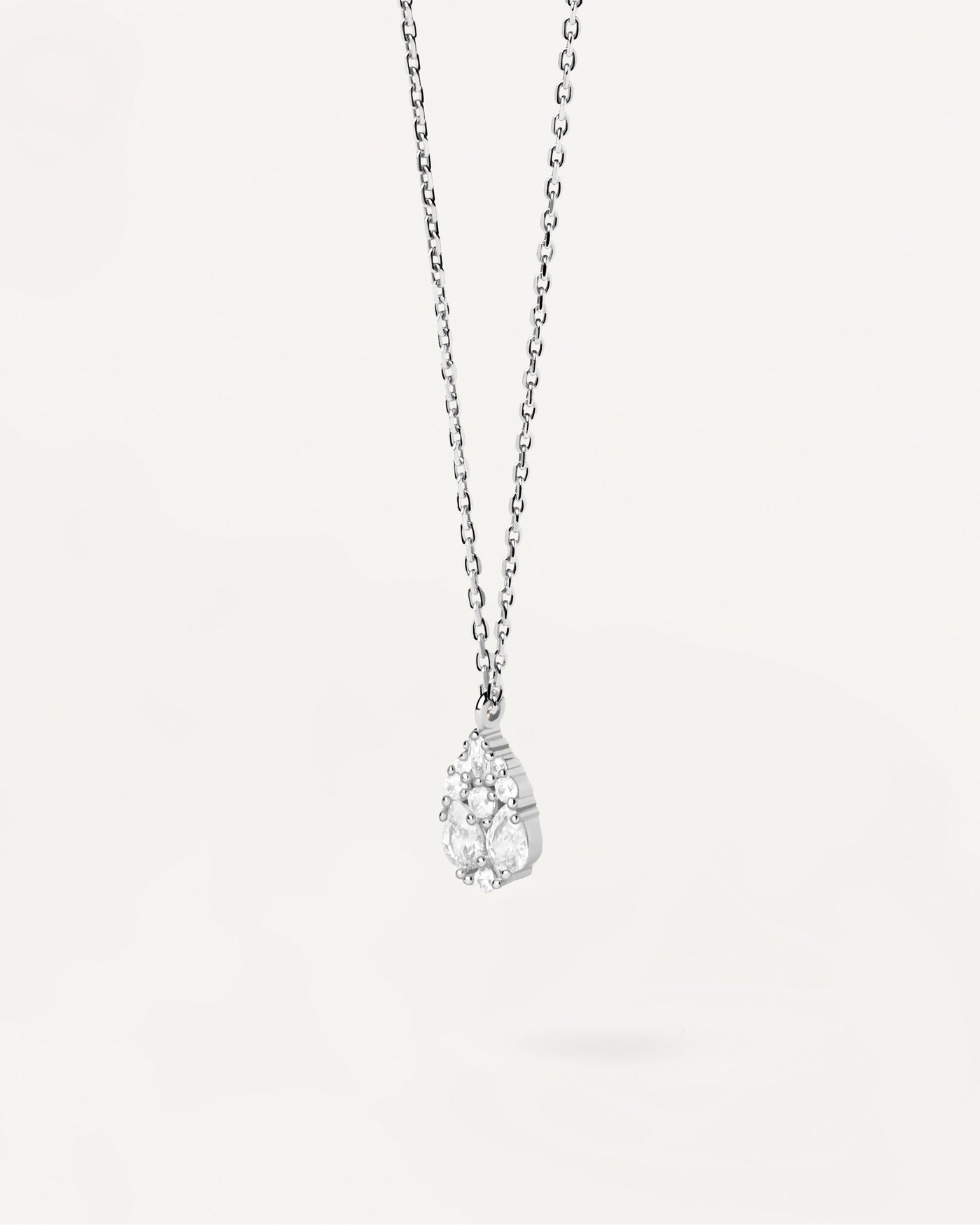 2023 Selection | Vanilla Silver Necklace. Sterling silver chain necklace with pear shape multi-stone cluster pendant . Get the latest arrival from PDPAOLA. Place your order safely and get this Best Seller. Free Shipping.