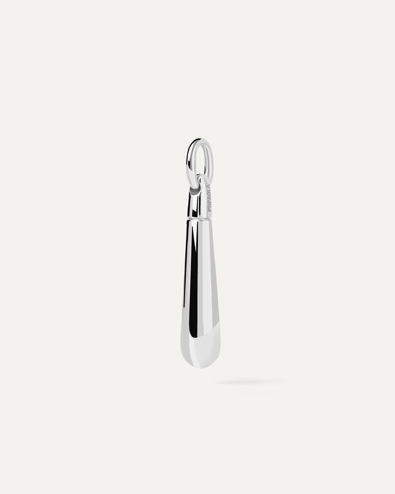 Stackable drop silver pendant to customize necklace or hoops