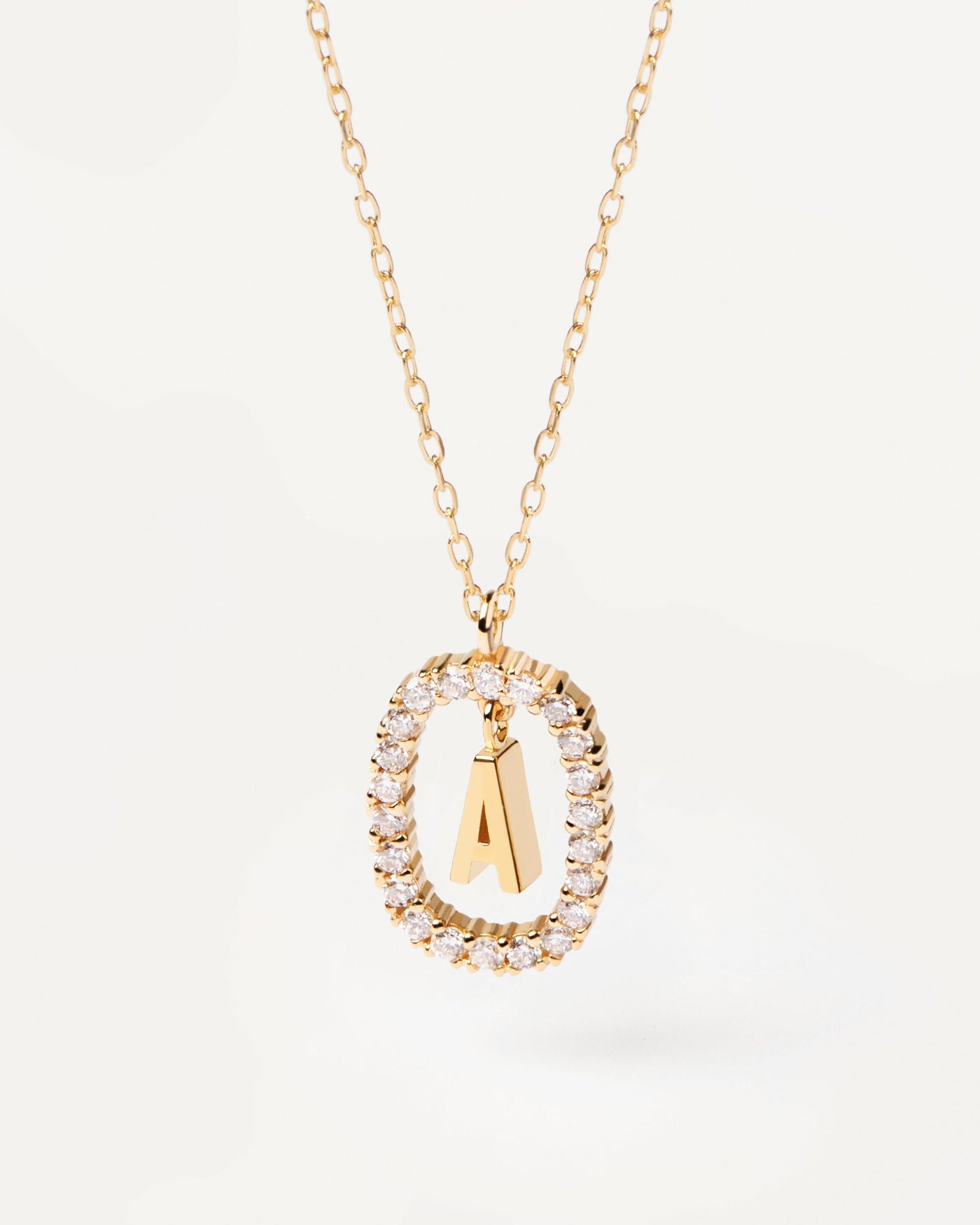 Initial Necklace - 14k White Solid Gold - Oak & Luna