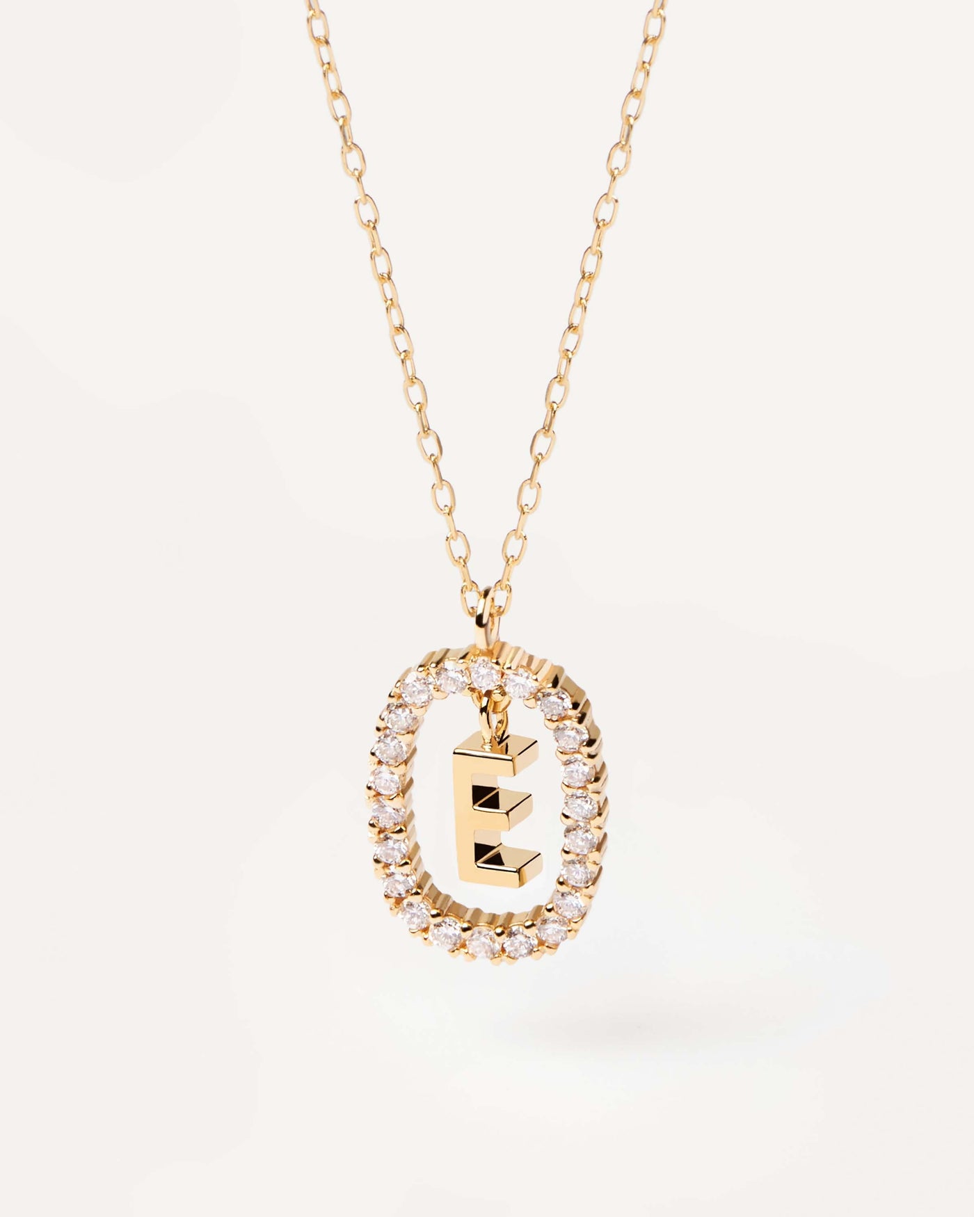 Letter e gold necklace deals