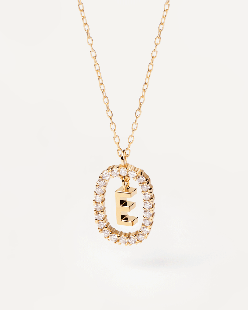 Diamonds and Gold Letter E Necklace - 
  
    18K Gold
  
