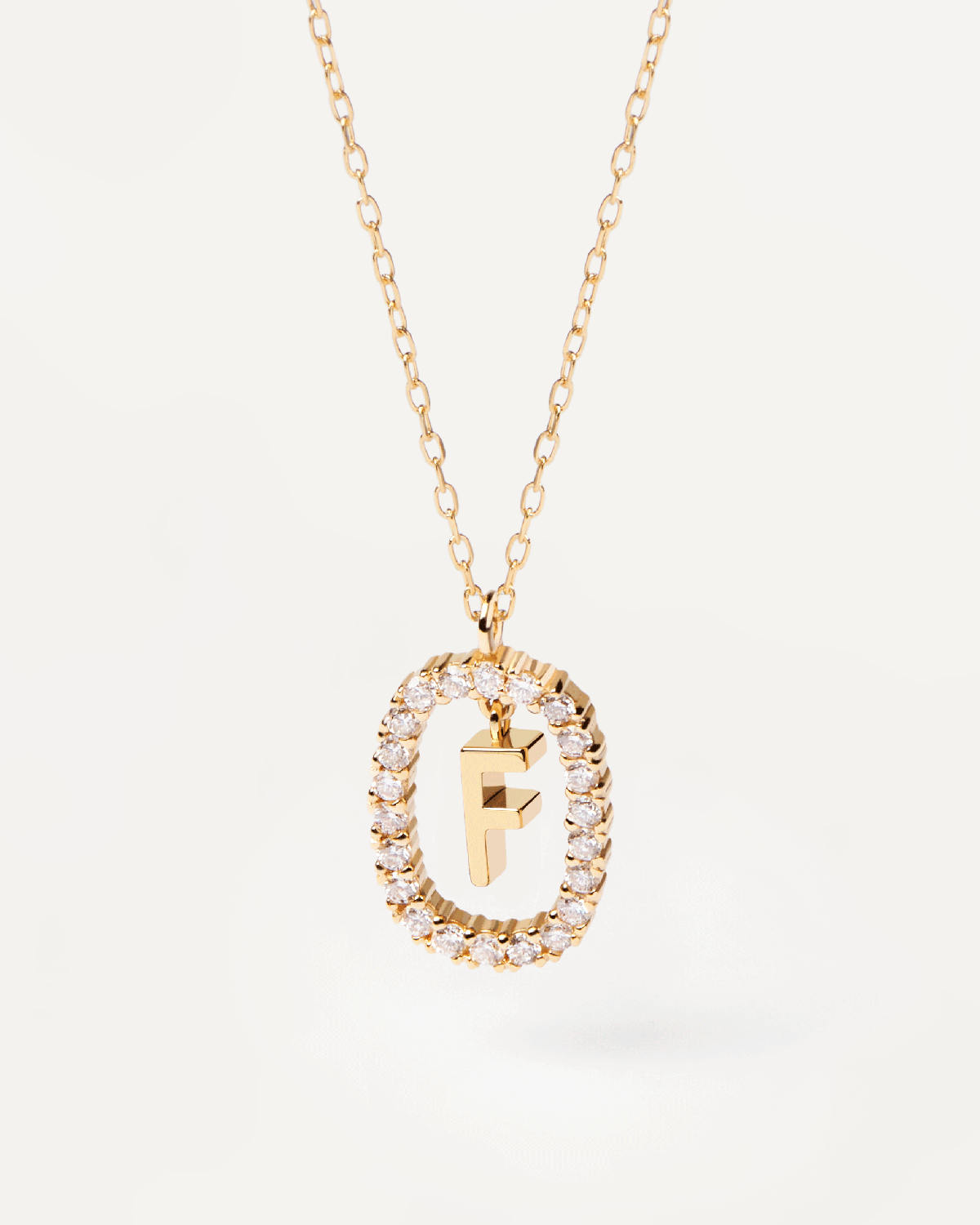 Diamonds and Gold Letter F Necklace - 
  
    18K Gold
  
