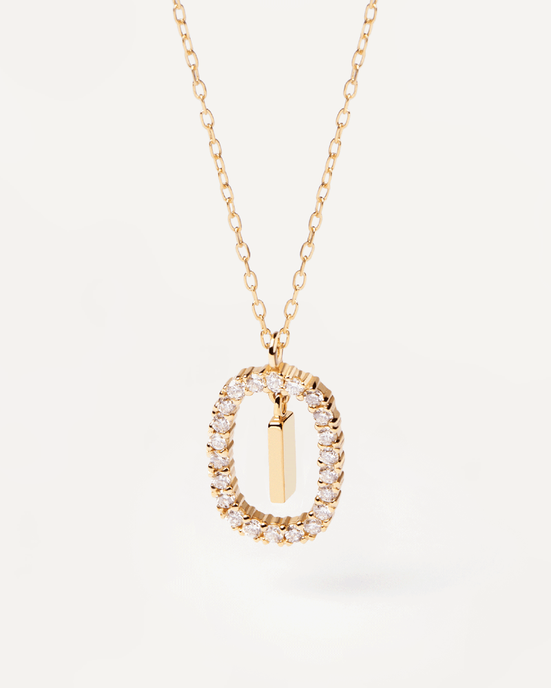 Diamonds and Gold Letter I Necklace - 
  
    18K Gold
  
