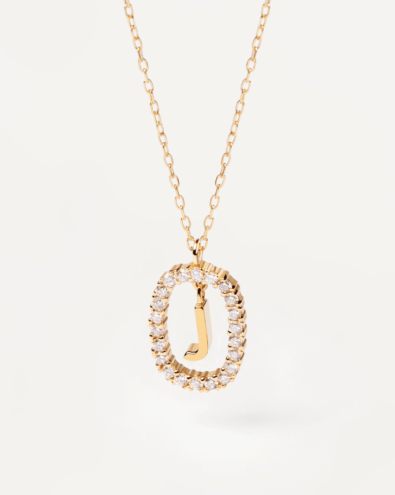 Diamonds and Gold Letter J Necklace - 
  
    18K Gold
  
