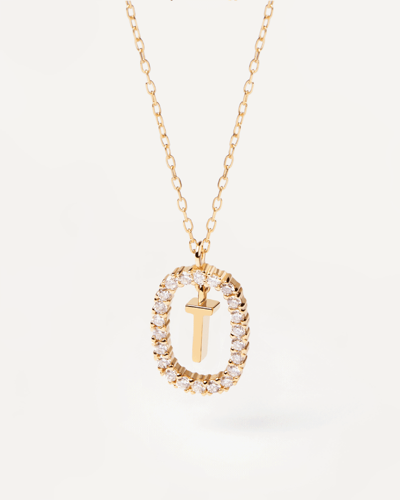 Diamonds and Gold Letter T Necklace - 
  
    18K Gold
  
