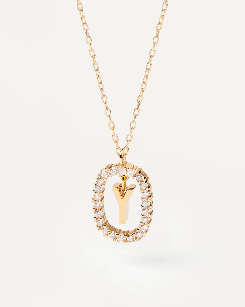 Diamonds and Gold Letter Y Necklace - 
  
    18K Gold
  
