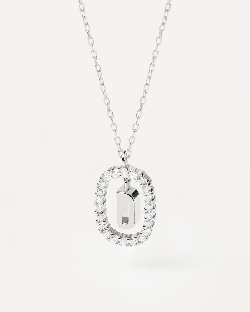 Collier en Diamants et en Or Blanc Lettre D - 
  
    Or blanc 18 carats / Placage Argent Rhodié
  
