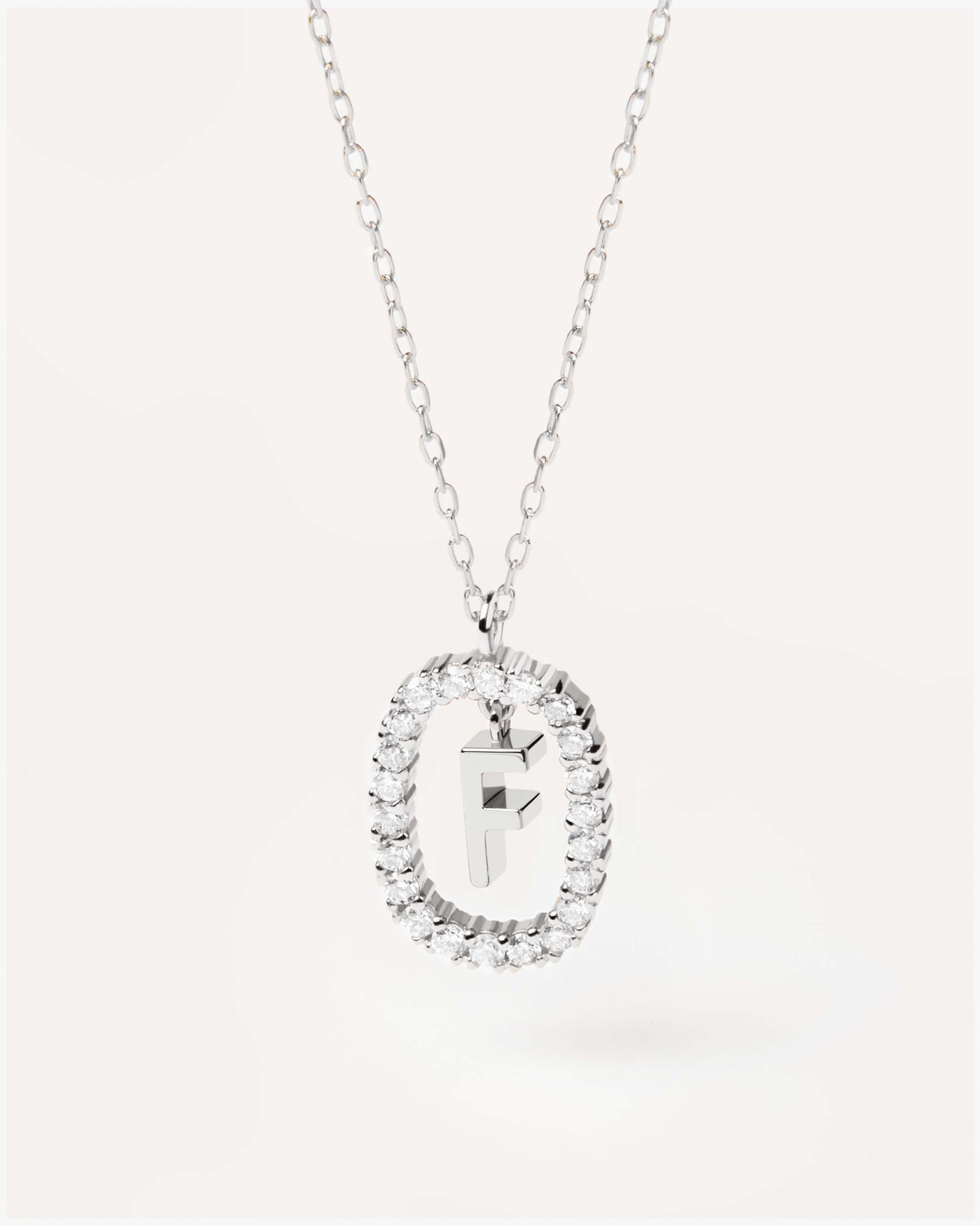 2023 Selection | Diamonds and White Gold Letter F Necklace. Initial F necklace in solid white gold, circled by 0.33 carats lab-grown diamonds. Get the latest arrival from PDPAOLA. Place your order safely and get this Best Seller. Free Shipping.