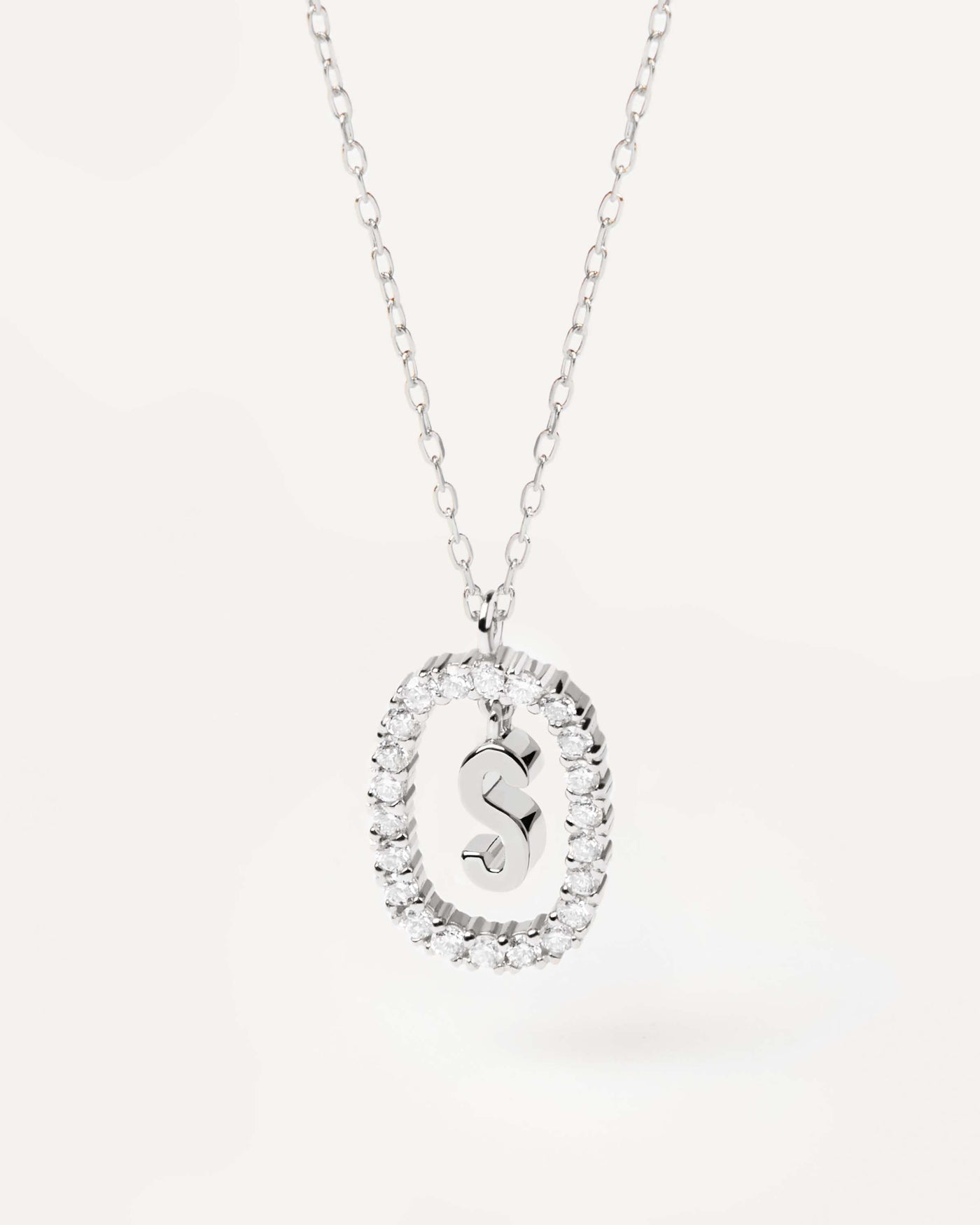 2023 Selection | Diamonds and White Gold Letter S Necklace. Initial S necklace in solid white gold, circled by 0.33 carats lab-grown diamonds. Get the latest arrival from PDPAOLA. Place your order safely and get this Best Seller. Free Shipping.