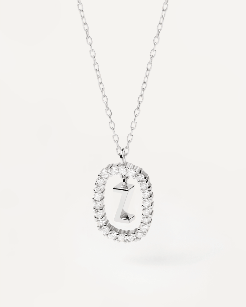 Collana in Diamanti E Oro Bianco Con Lettera Z - 
  
    Oro bianco 18K / Placcatura in argento rodiato
  
