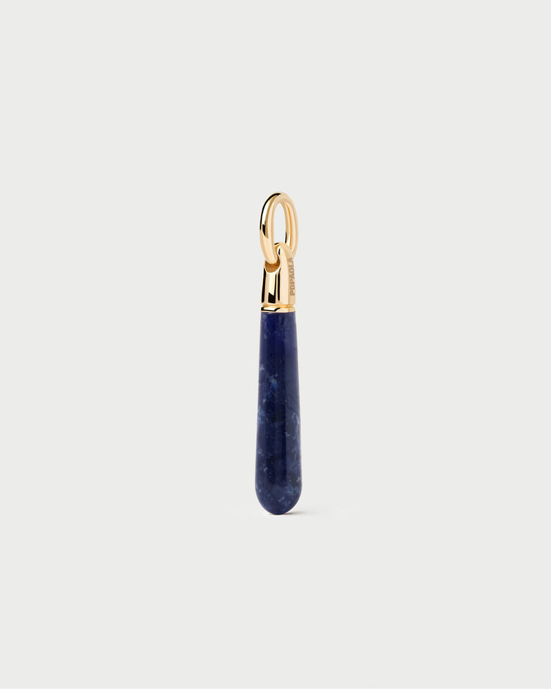 Ciondolo a goccia con gemma blu per personalizzare collana o orecchini a cerchio