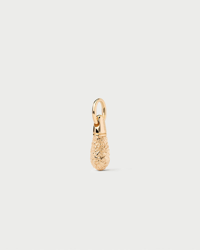 Ciondolo piccolo a goccia con texture per personalizzare collana o orecchini a cerchio