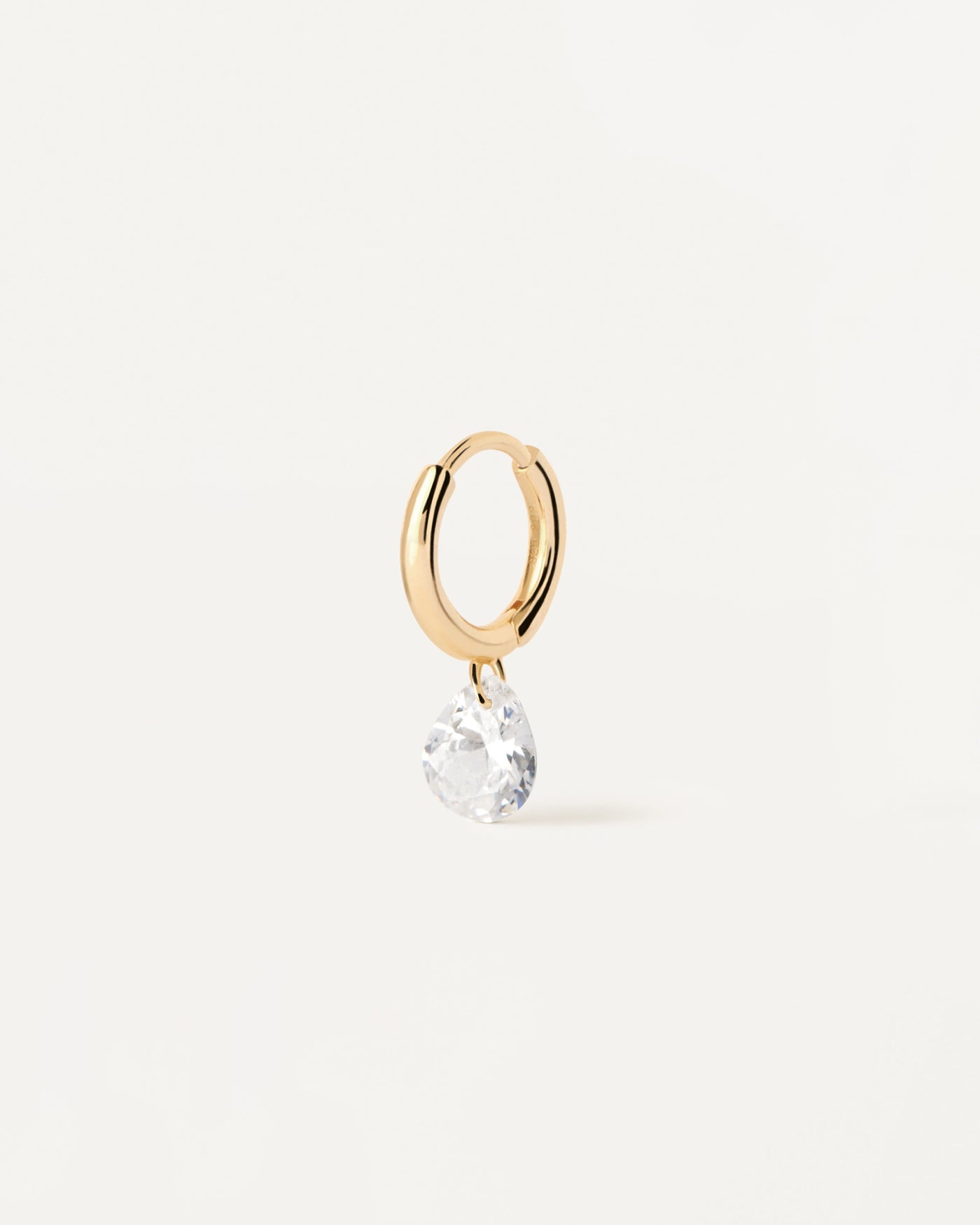 2023 Selection | Aqua Single Hoop Earring. Gold-plated silver ear piercing with white zirconia drop pendant. Get the latest arrival from PDPAOLA. Place your order safely and get this Best Seller. Free Shipping.