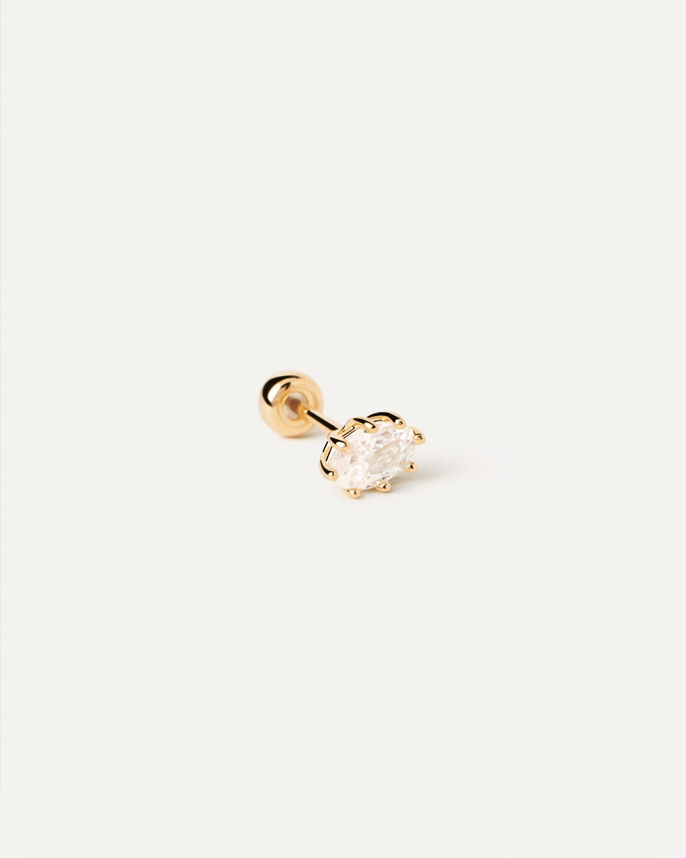 2023 Selection | Umai Single Earring. Gold-plated eight-prong setting oval ear piercing set with white zirconia. Get the latest arrival from PDPAOLA. Place your order safely and get this Best Seller. Free Shipping.