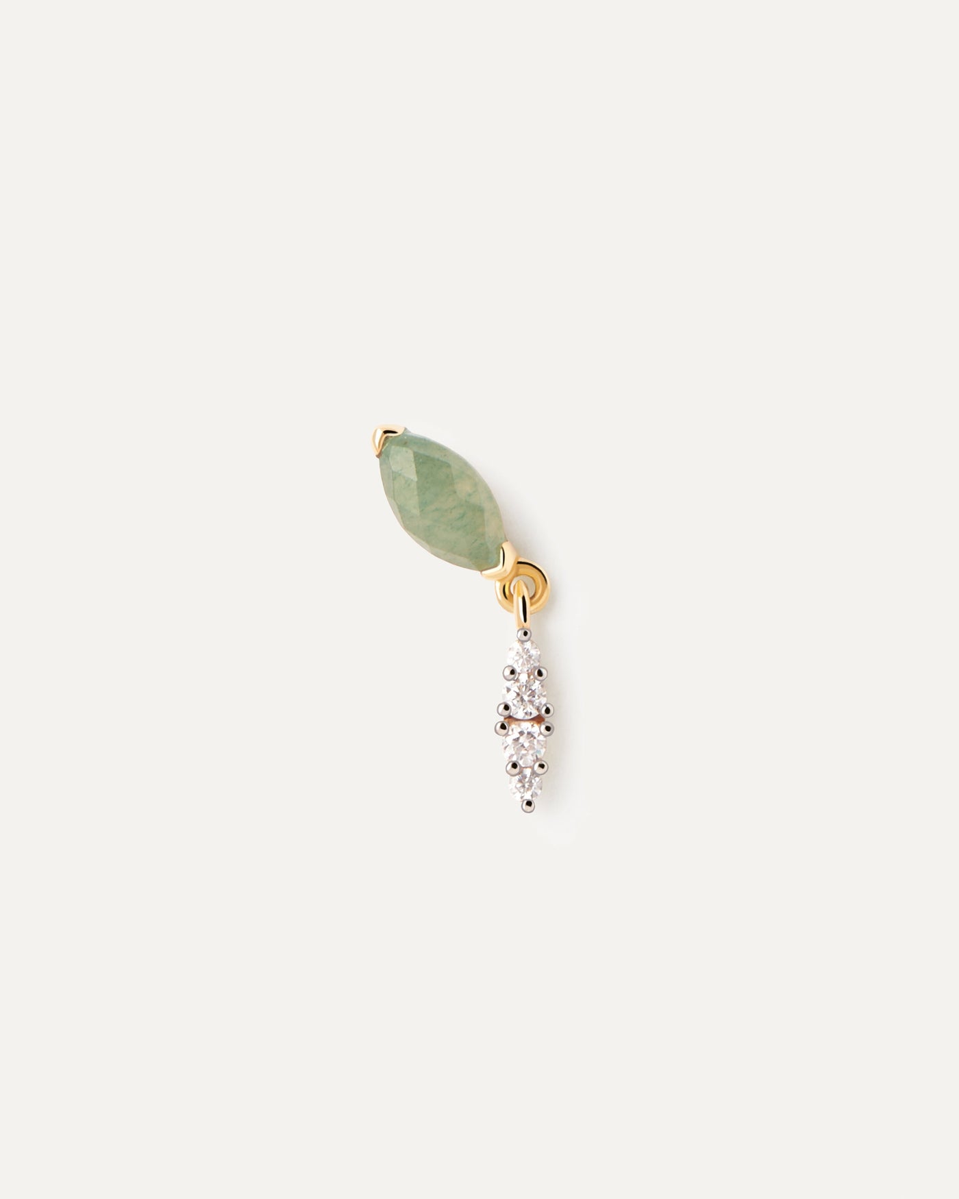 Green Aventurine Ginger Single Earring 
  
    Sterling Silver / 18K Gold plating
  
