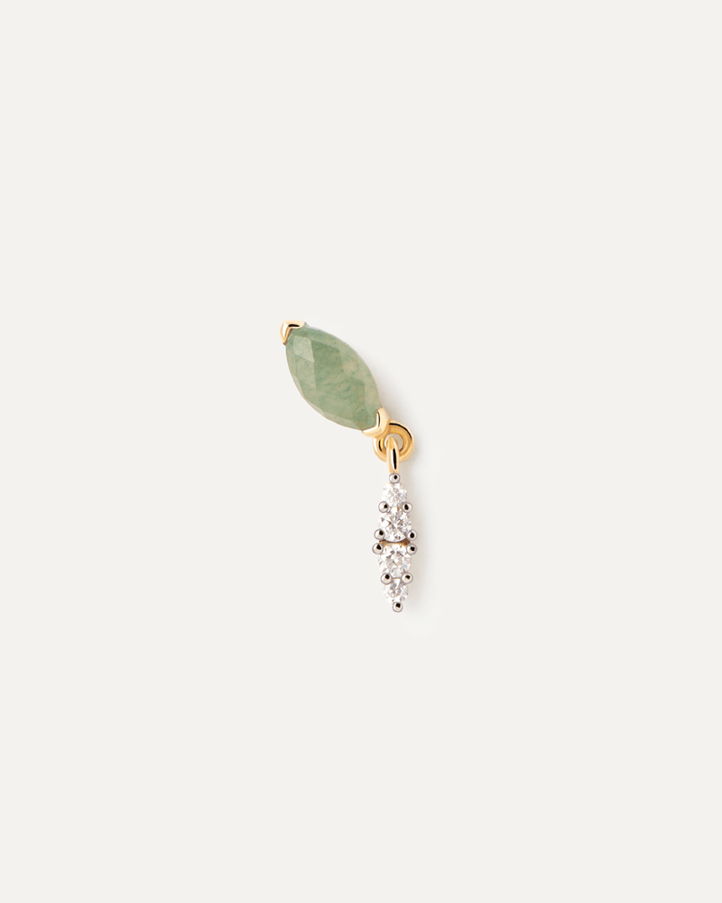 Pendiente Individual Aventurina Verde Ginger - 
  
    Plata de Ley / Baño de Oro 18K
  
