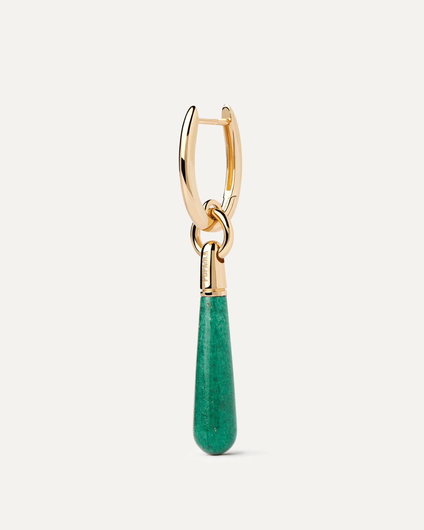 Créole Individuelle Aventurine Verte Large Jupiter. Créole individuelle avec un pendentif de pierre verte en forme de goutte. Découvrez les dernières nouveautés de chez PDPAOLA. Commandez et recevez votre bijou en toute sérénité.