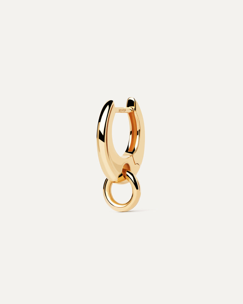 Gold-plated single hoop with a round shape pendant