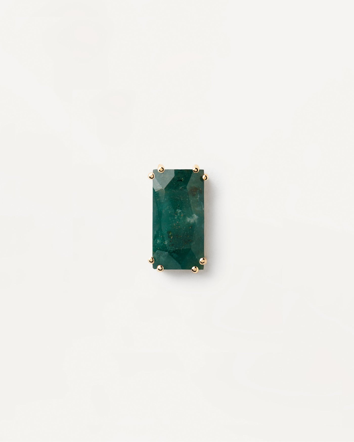 2023 Selection | Maiko Moss Agate Single Earring. Gold-plated pin ear piercing with dark green gemstone in rectangular shape. Get the latest arrival from PDPAOLA. Place your order safely and get this Best Seller. Free Shipping.