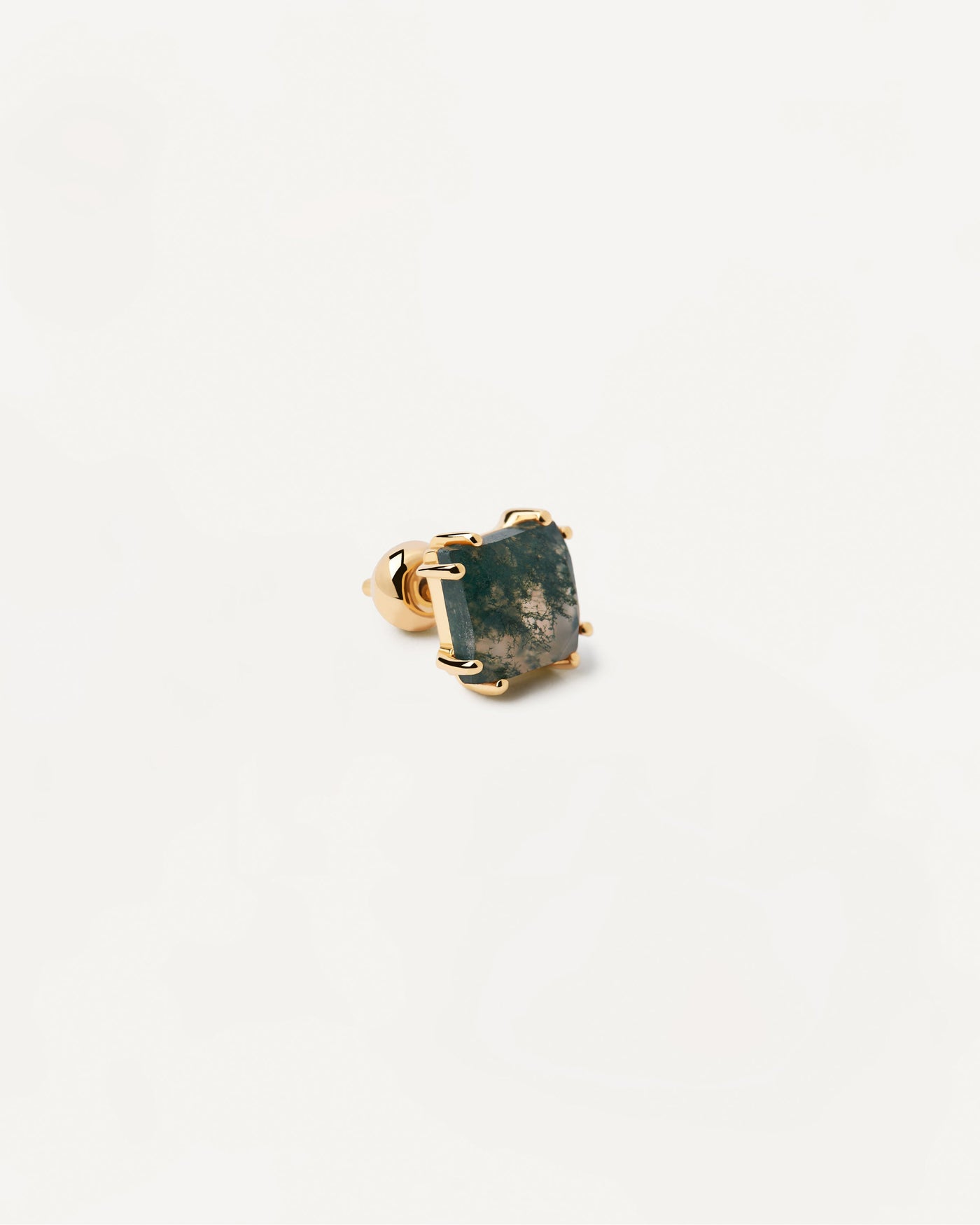 2023 Selection | Suki Moss Agate Single Earring. Gold-plated stud ear piercing with dark green gemstone in Asscher cut. Get the latest arrival from PDPAOLA. Place your order safely and get this Best Seller. Free Shipping.