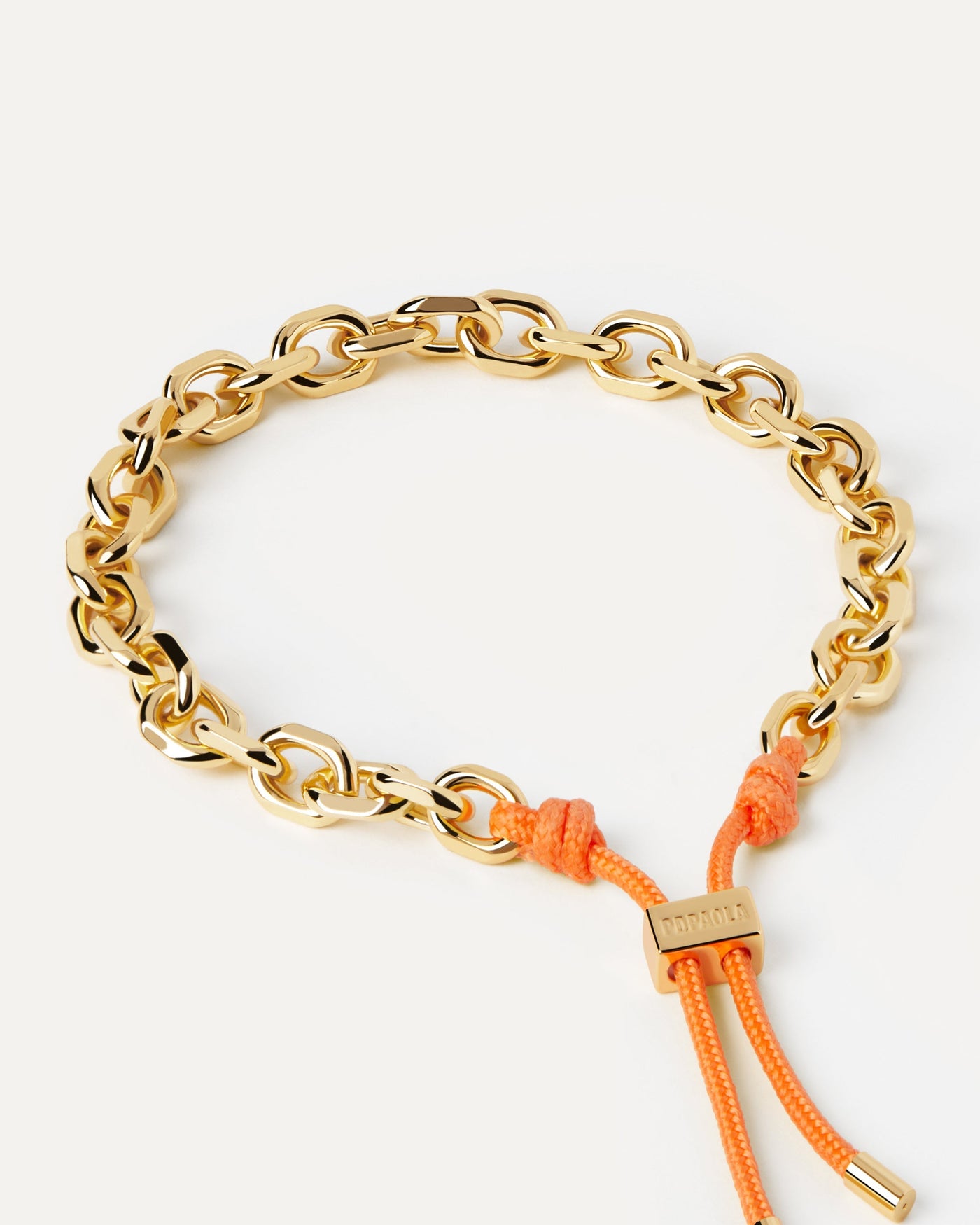 2023 Selection | Tangerine Essential Rope and Chain Bracelet. Silver chain bracelet with interwined orange rope and adjustable sliding clasp. Get the latest arrival from PDPAOLA. Place your order safely and get this Best Seller. Free Shipping.