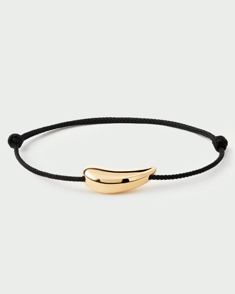 Bracciale regolabile in corda nero con motivo a goccia